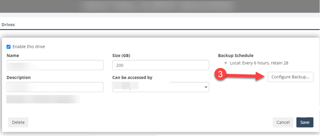 Backup tier selection dialog
