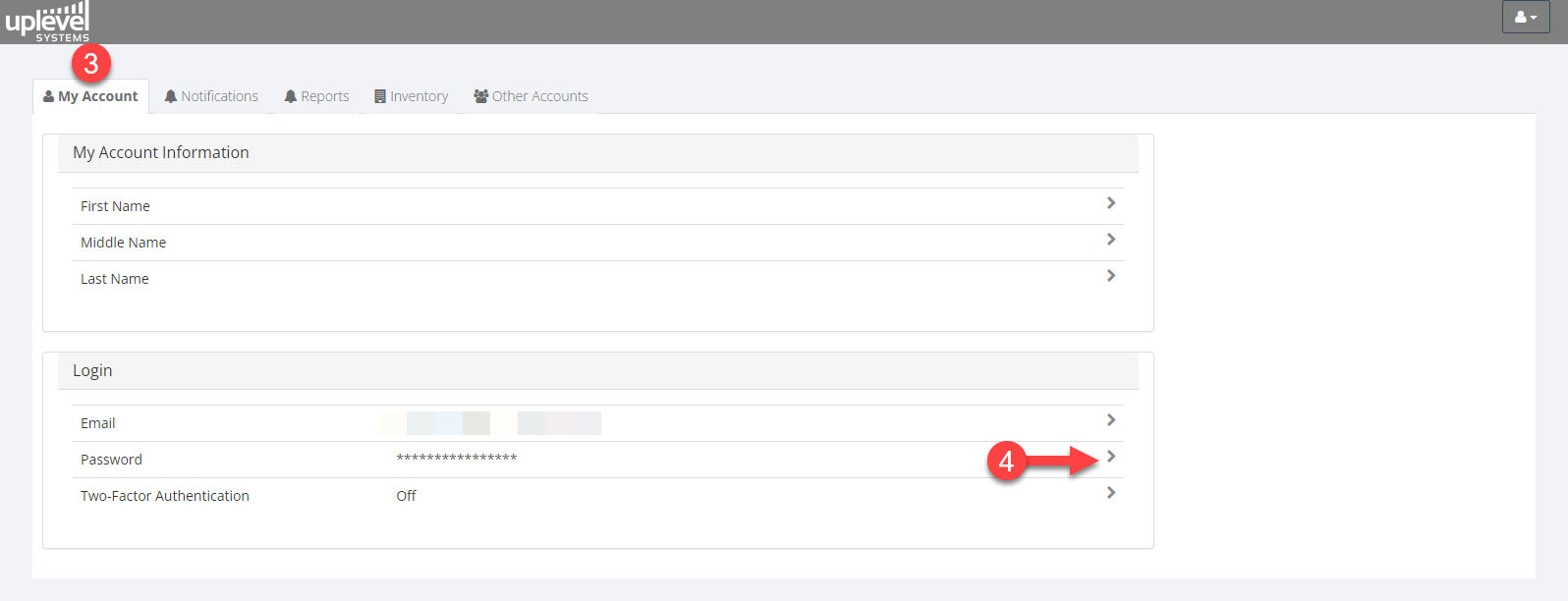 Settings page with the My Account tab
