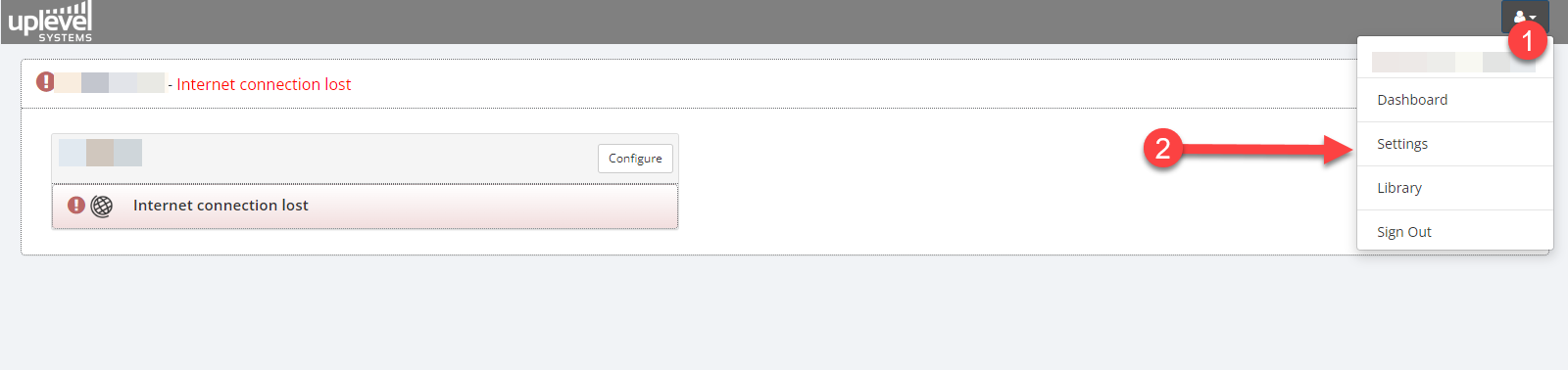 Profile menu in the Portal