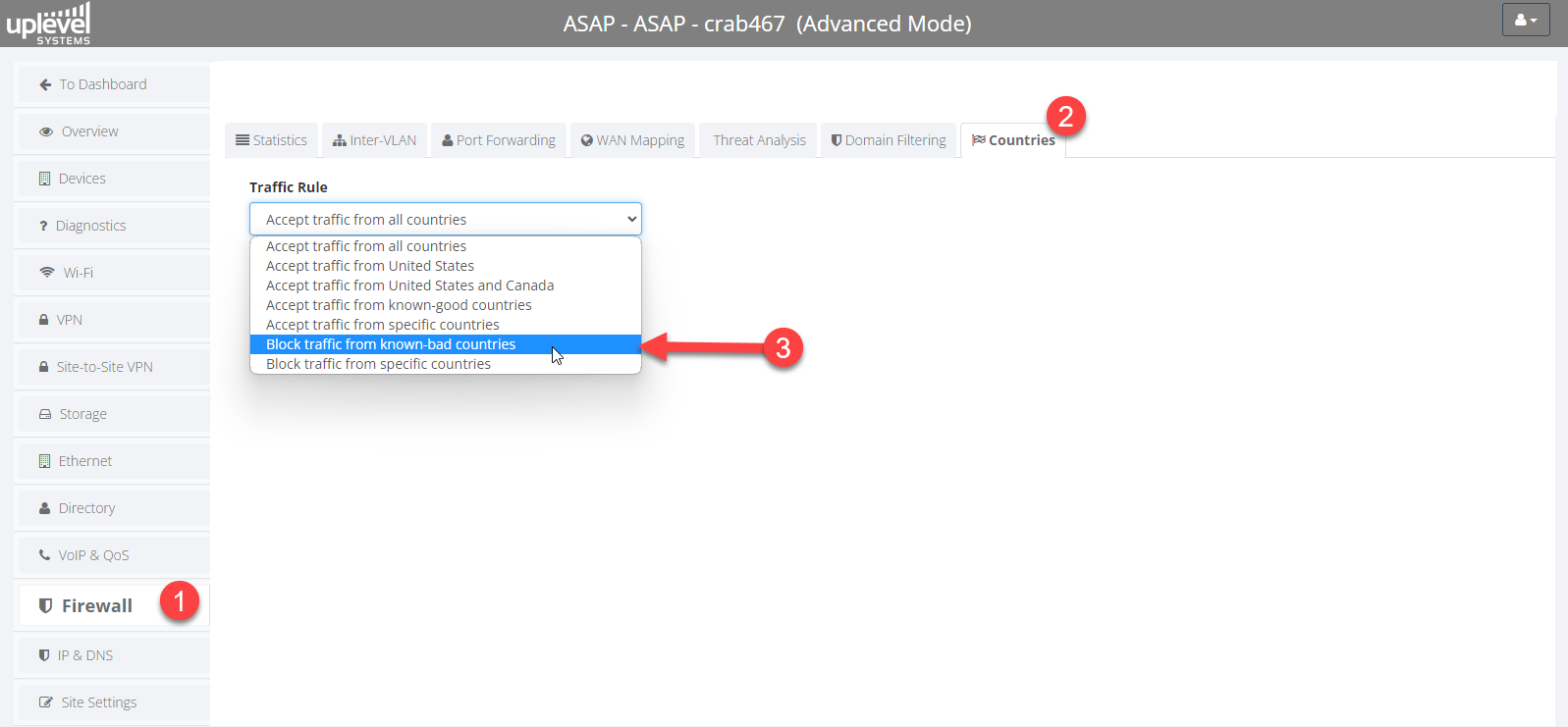 Country Blocking rule configuration in the Portal