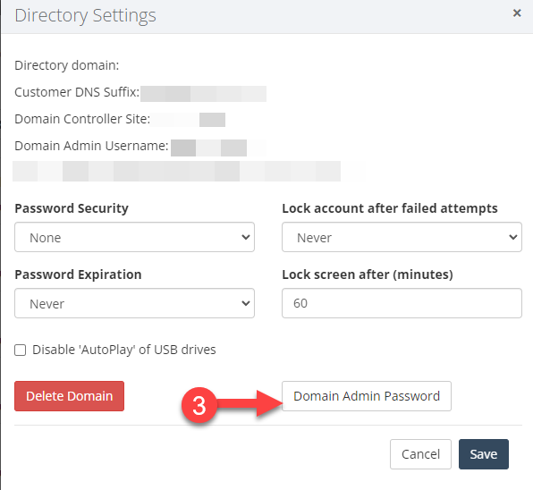 Confirming the domain_admin credentials