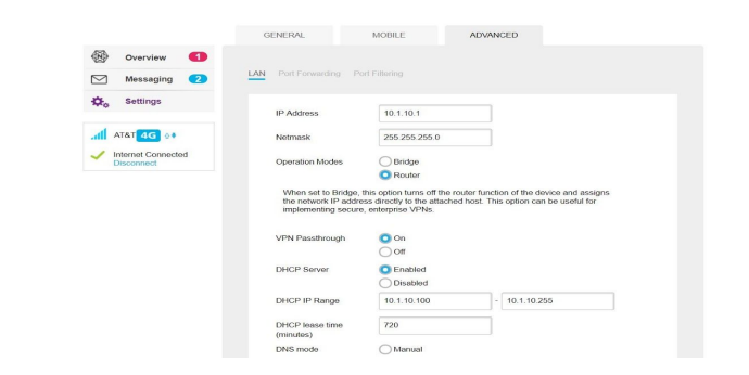 Bridge mode option in the Netgear admin UI