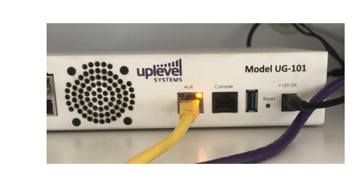 Modem cabled into the Uplevel Unbox WAN port