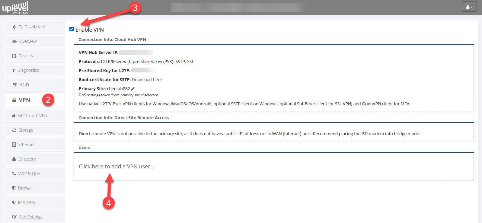 Add VPN user link in the Portal