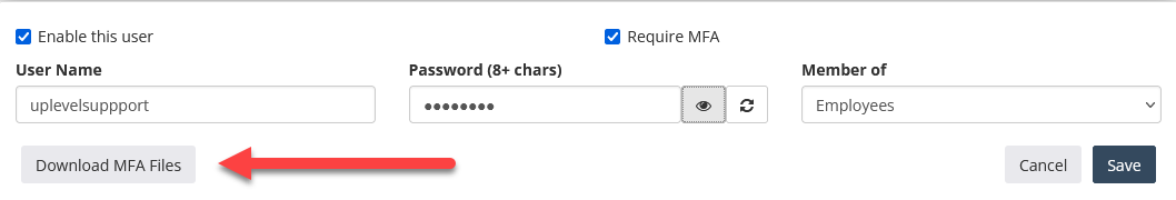 Download MFA Files action