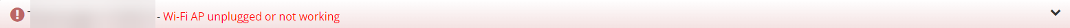 Portal alert showing a Wi-Fi AP unplugged or not working