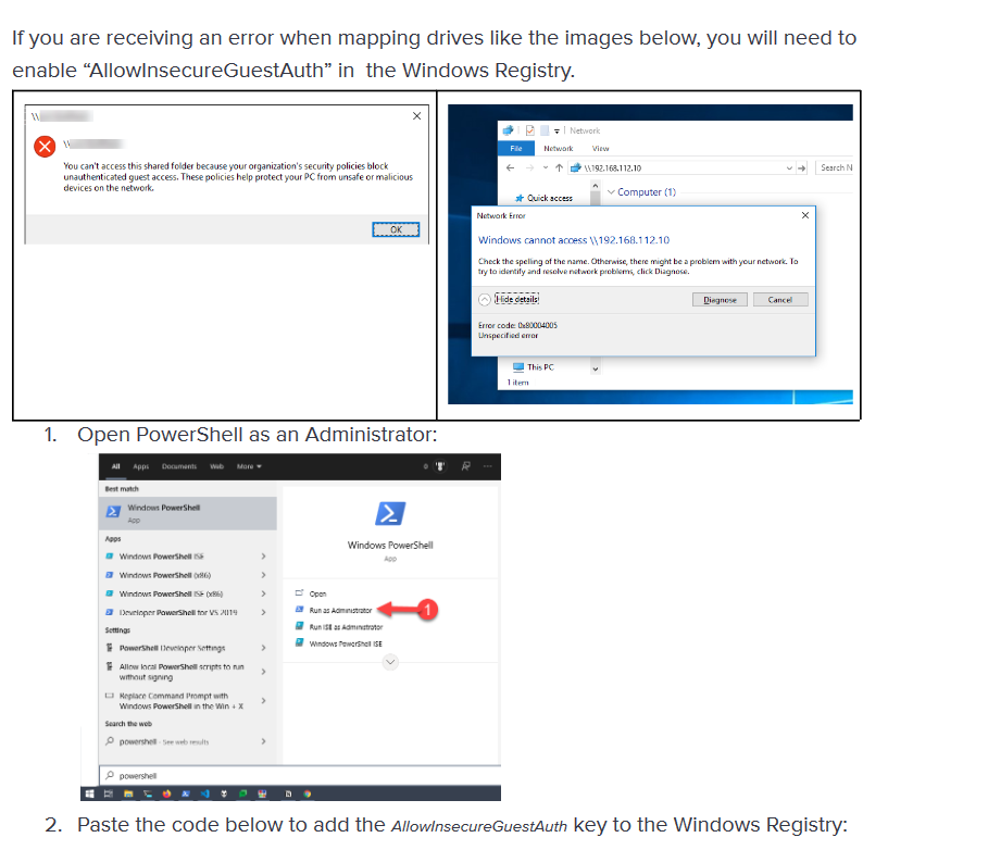 Windows credential prompt with guest@local