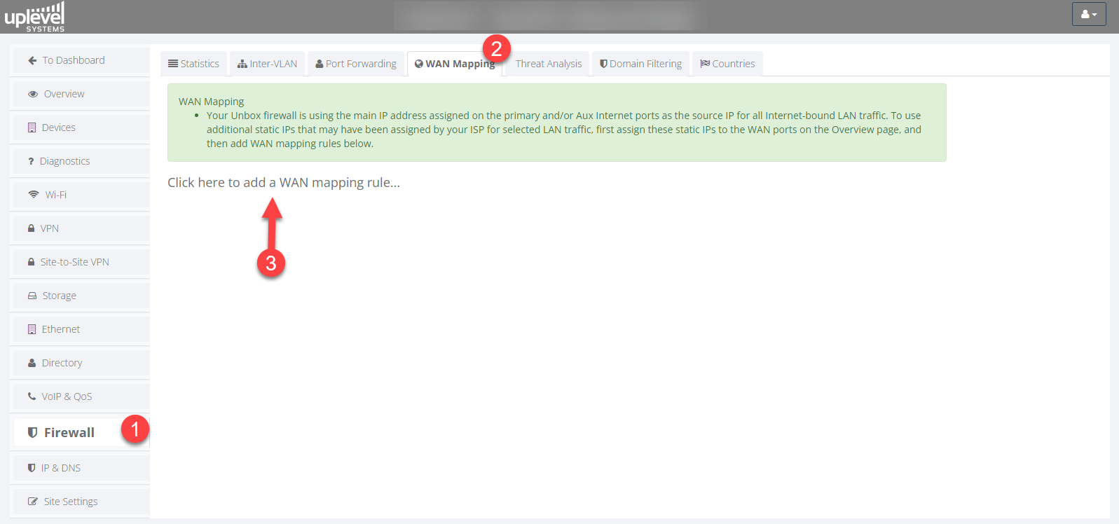 WAN mapping configuration page in the Portal