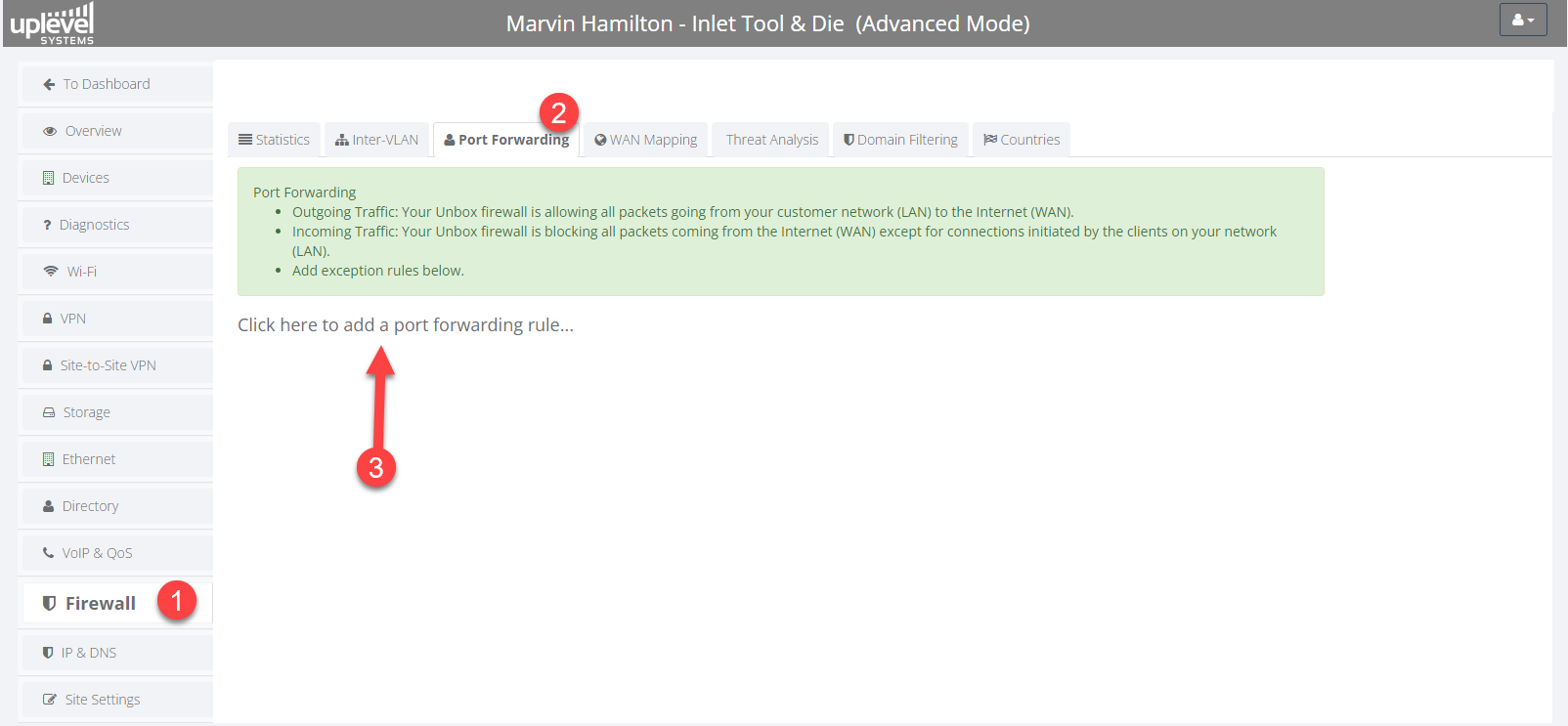 Port forwarding configuration list