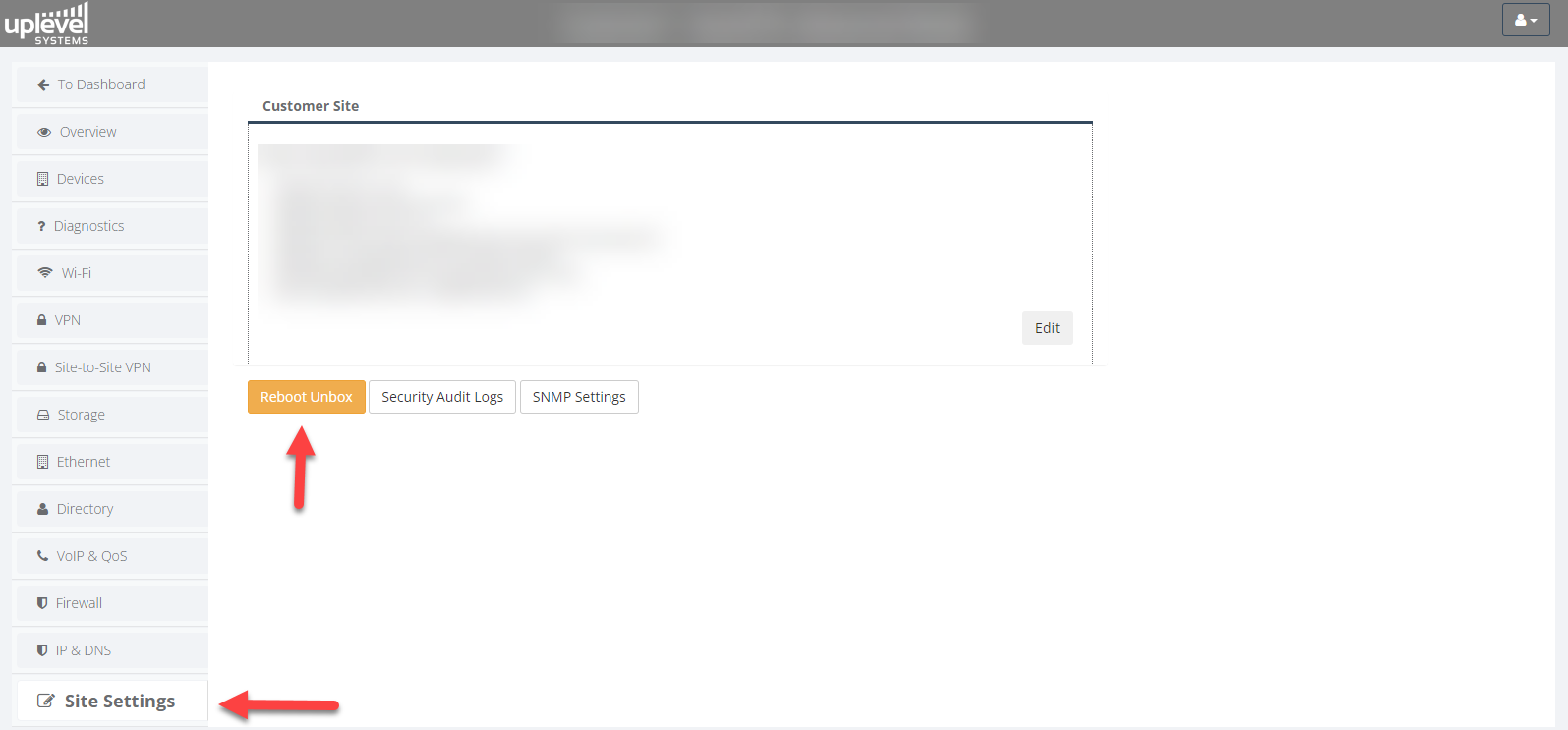 Soft reboot from Portal Site Settings