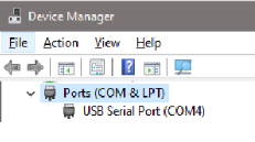 Locating the COM port in Device Manager