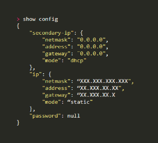 show config command output
