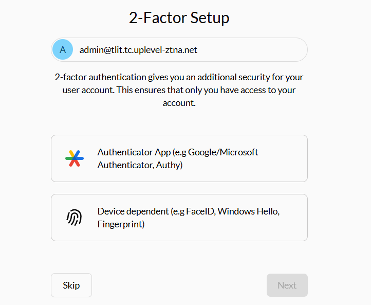 Zitadel admin MFA setup